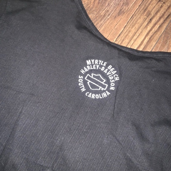 Harley Davidson vintage cropped long sleeve henley button ribbed Myrtle Beach L - Picture 4 of 5